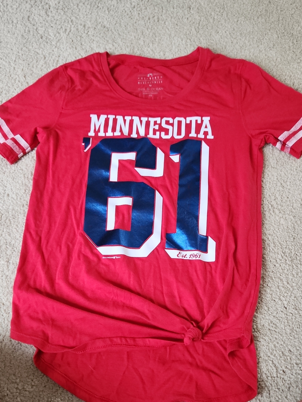 5th & Ocean Red Minnesota Twins '61 Graphic Tee with Navy Accents